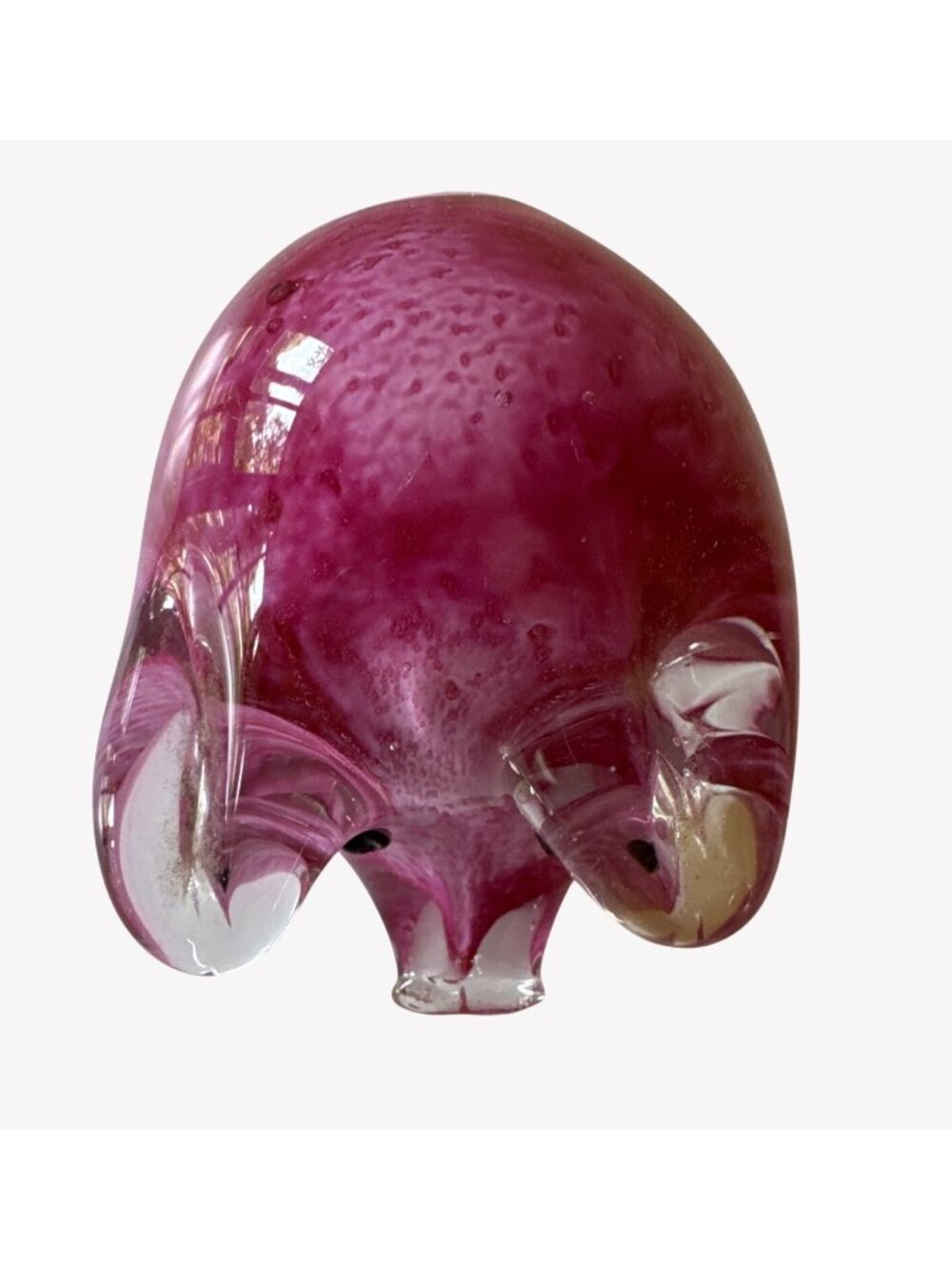 Handcrafted Blown Art Glass Pink Pig Figurine Paperweight With Black Eyes - Picture 6 of 7